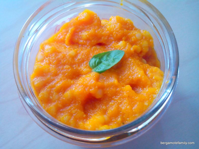 purée froide bébé - petite pâtes sauce tomate carotte basilic - bergamote family