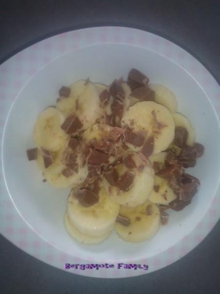 banane et chocolat râpé avant cuisson