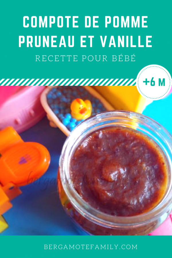 Compote de pomme, pruneau et vanille pour bébé constipé