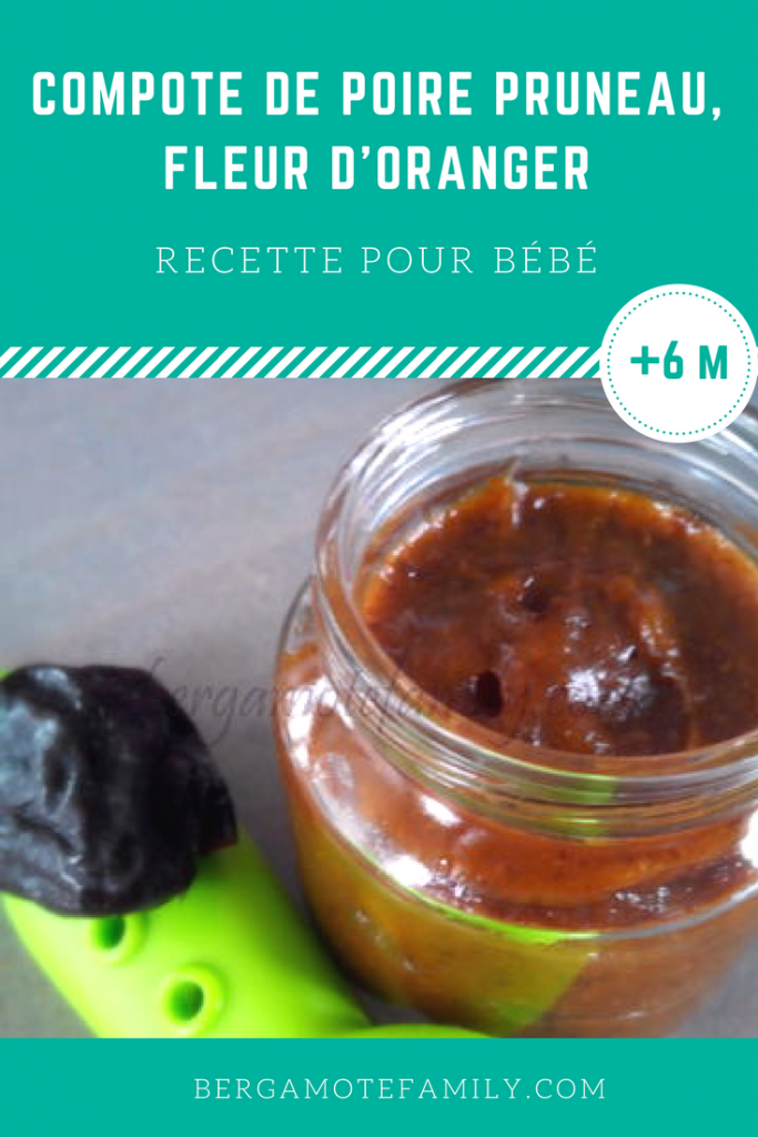 Compote bébé de poire, pruneau et fleur d'oranger BF