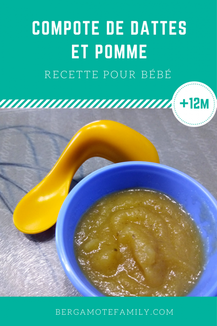 Compote de dattes séchées et pomme pour bébé Bergamote & Family