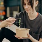 woman eating healthy food
