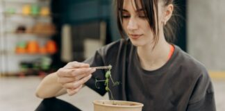 woman eating healthy food