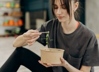 woman eating healthy food